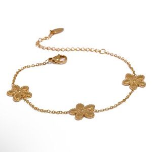 18k Gold Flower Chain Bracelet Bangle Stainless Steel Bracelet